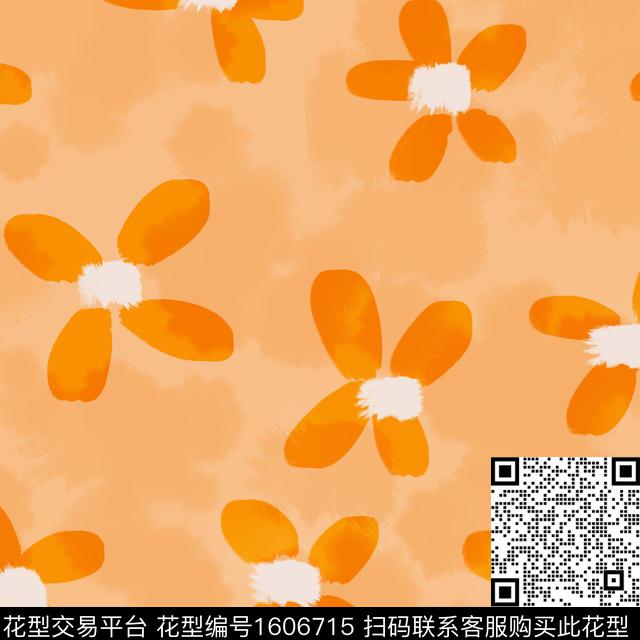 花卉抽象花卉水彩数码印花华亿平台下载（图片编号: 1606715） - 瓦栏（Walan）