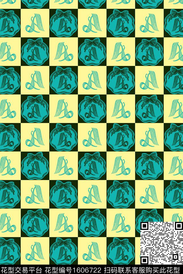 格子趣味字母数码印花华亿平台下载（图片编号: 1606722） - 瓦栏（Walan）