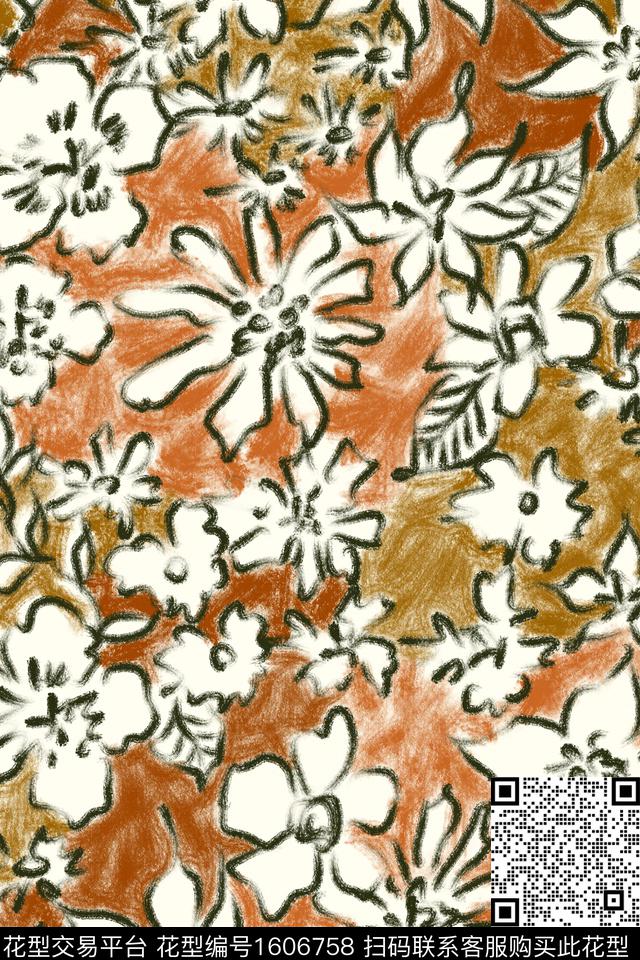 侘寂花卉小碎花数码印花华亿平台下载（图片编号: 1606758） - 瓦栏（Walan）