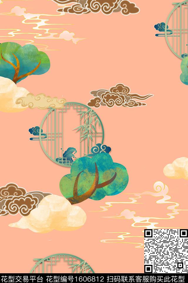 民族风绿植树叶竹子数码印花华亿平台下载（图片编号: 1606812） - 瓦栏（Walan）