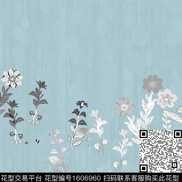 热带华亿平台花卉抽象花卉数码印花华亿平台下载（图片编号: 1606960） - 瓦栏（Walan）