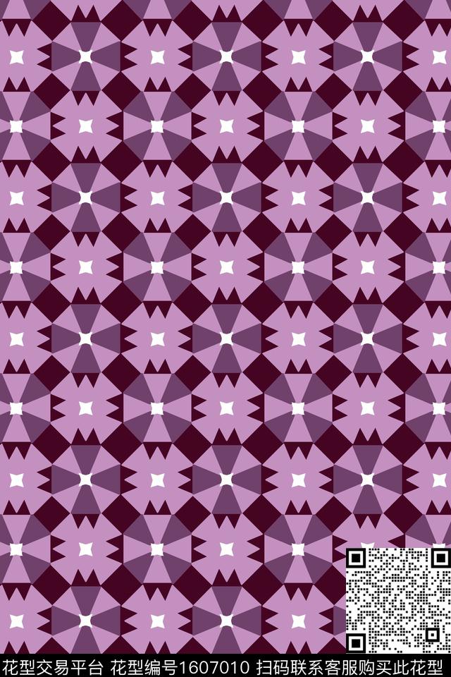 格子几何紫色传统印花华亿平台下载（图片编号: 1607010） - 瓦栏（Walan）