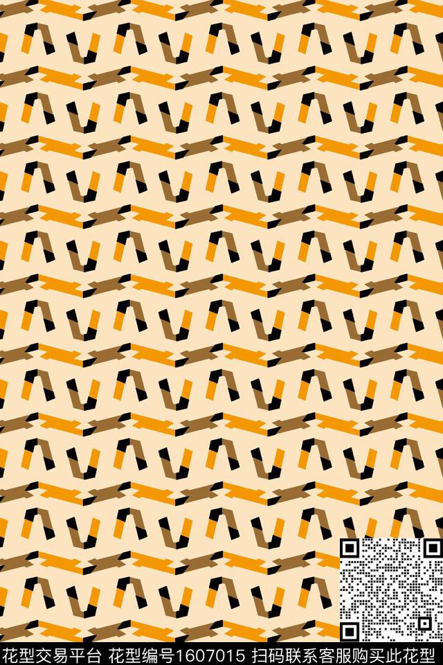 橙色几何条纹传统印花华亿平台下载（图片编号: 1607015） - 瓦栏（Walan）