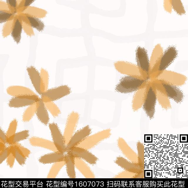花卉抽象花卉格子底纹数码印花华亿平台下载（图片编号: 1607073） - 瓦栏（Walan）