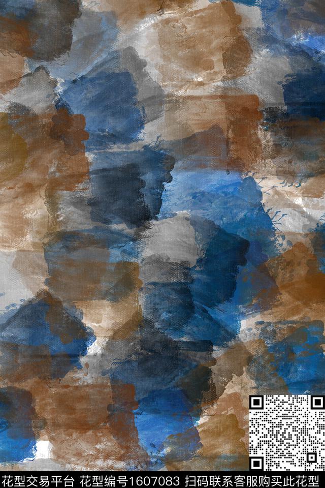 肌理水彩笔触数码印花华亿平台下载（图片编号: 1607083） - 瓦栏（Walan）