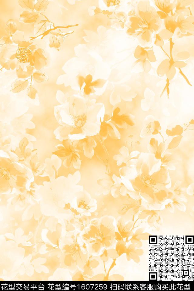 花卉水彩花卉影花数码印花华亿平台下载（图片编号: 1607259） - 瓦栏（Walan）