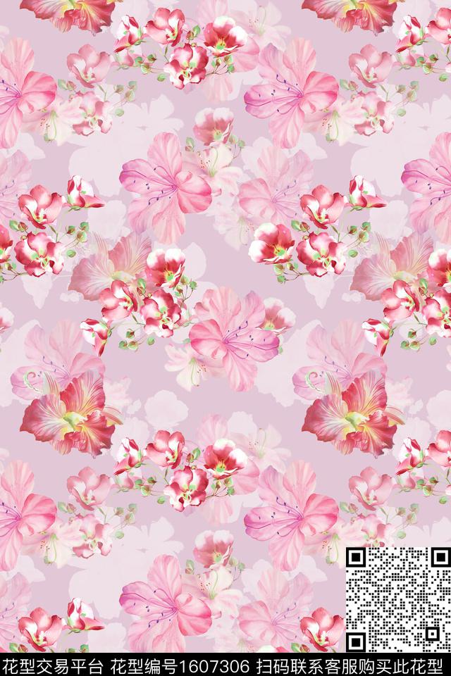 花卉水彩花卉影花数码印花华亿平台下载（图片编号: 1607306） - 瓦栏（Walan）
