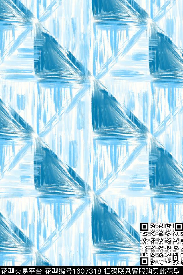 小清新笔触格子数码印花华亿平台下载（图片编号: 1607318） - 瓦栏（Walan）