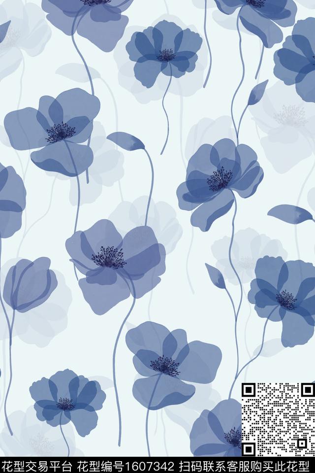 影花花卉数码印花华亿平台下载（图片编号: 1607342） - 瓦栏（Walan）