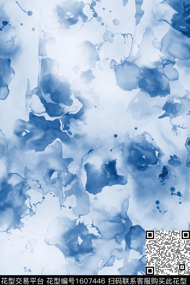 抽象抽象花卉水彩数码印花华亿平台下载（图片编号: 1607446） - 瓦栏（Walan）