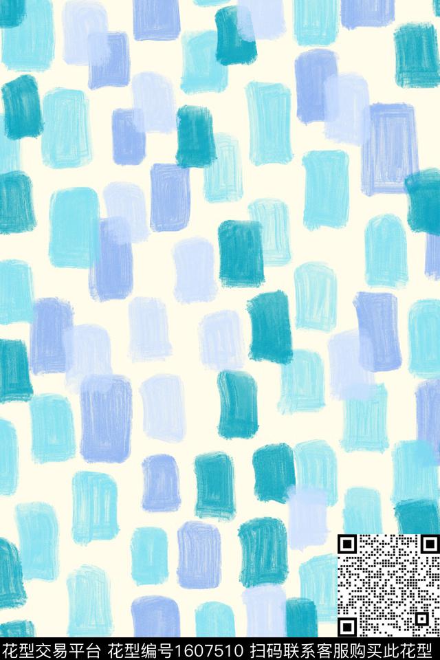 小清新笔触几何数码印花华亿平台下载（图片编号: 1607510） - 瓦栏（Walan）