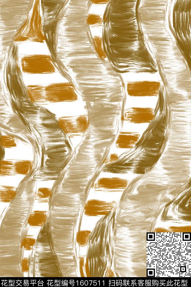 笔触抽象条纹数码印花华亿平台下载（图片编号: 1607511） - 瓦栏（Walan）