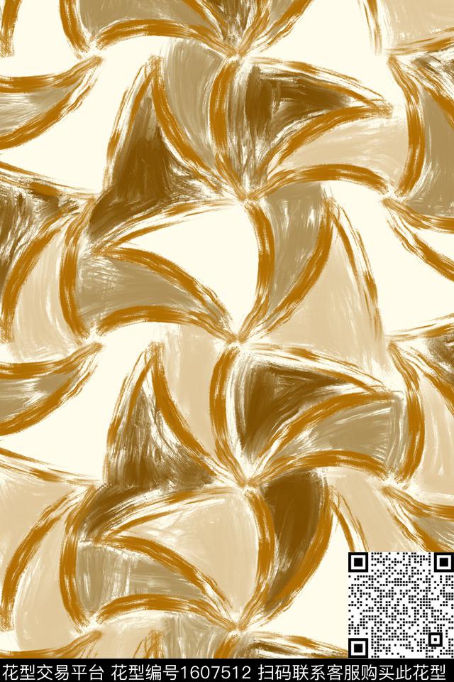 笔触几何复古数码印花华亿平台下载（图片编号: 1607512） - 瓦栏（Walan）