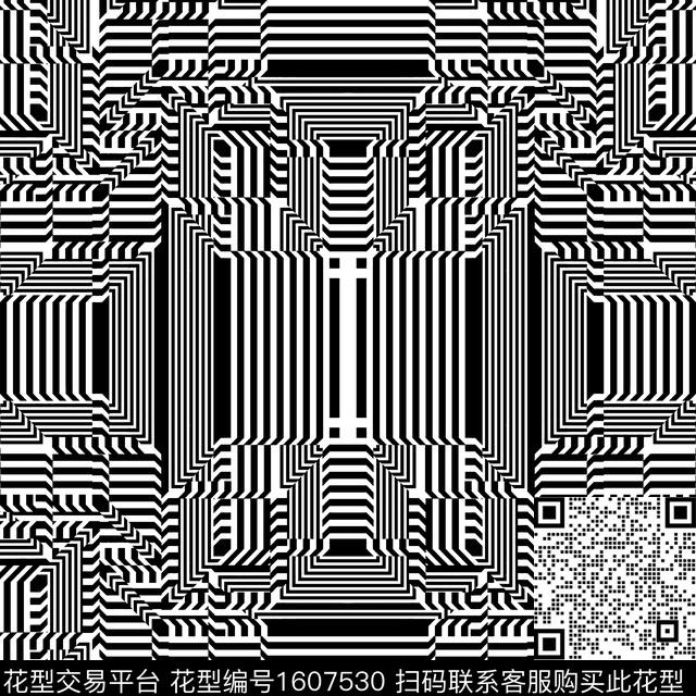 黑白华亿平台对称黑白条纹传统印花华亿平台下载（图片编号: 1607530） - 瓦栏（Walan）