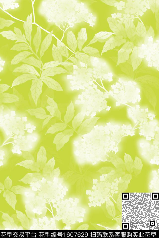 花卉水彩花卉渐变数码印花华亿平台下载（图片编号: 1607629） - 瓦栏（Walan）