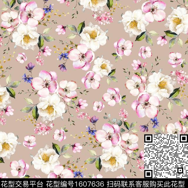 满版散花花卉小碎花数码印花华亿平台下载（图片编号: 1607636） - 瓦栏（Walan）