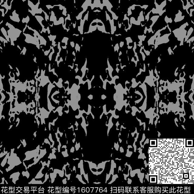 黑白抽象对称传统印花华亿平台下载（图片编号: 1607764） - 瓦栏（Walan）