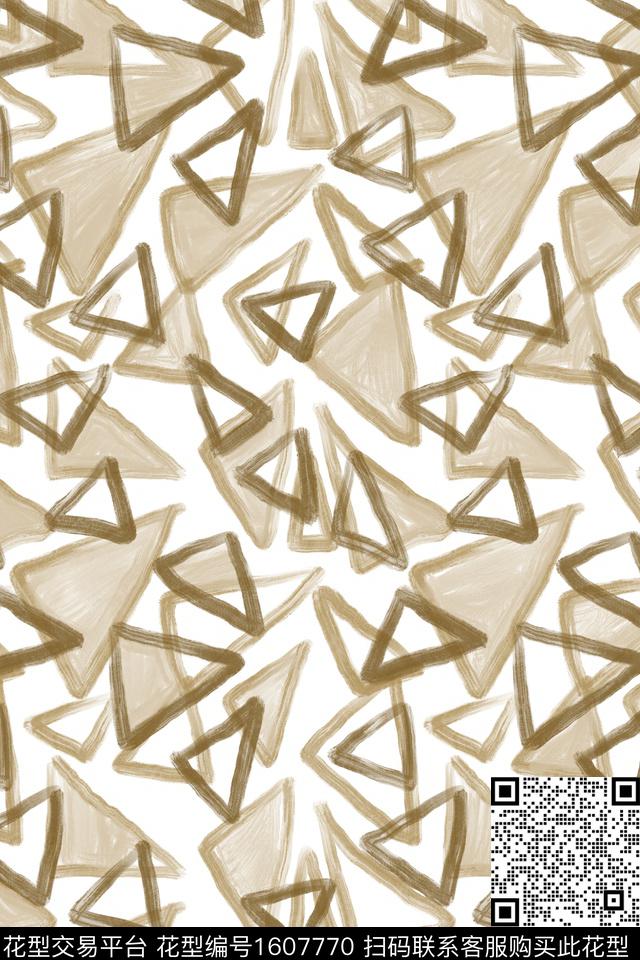 三角形简约笔触数码印花华亿平台下载（图片编号: 1607770） - 瓦栏（Walan）
