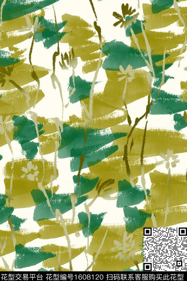 侘寂花卉水彩数码印花华亿平台下载（图片编号: 1608120） - 瓦栏（Walan）