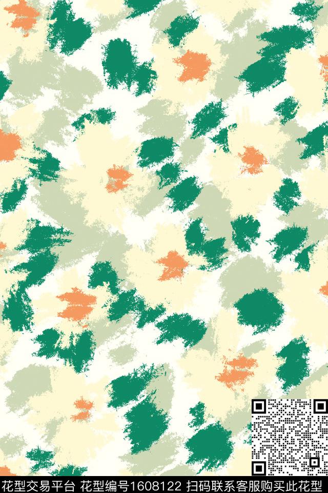 清爽底花卉笔触模糊花卉数码印花华亿平台下载（图片编号: 1608122） - 瓦栏（Walan）