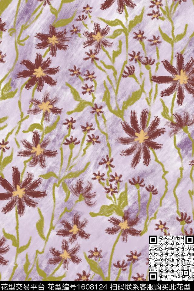 侘寂花卉小碎花数码印花华亿平台下载（图片编号: 1608124） - 瓦栏（Walan）