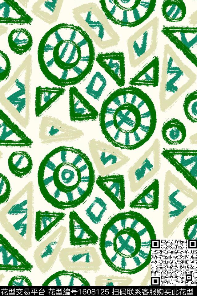 民族风笔触几何数码印花华亿平台下载（图片编号: 1608125） - 瓦栏（Walan）