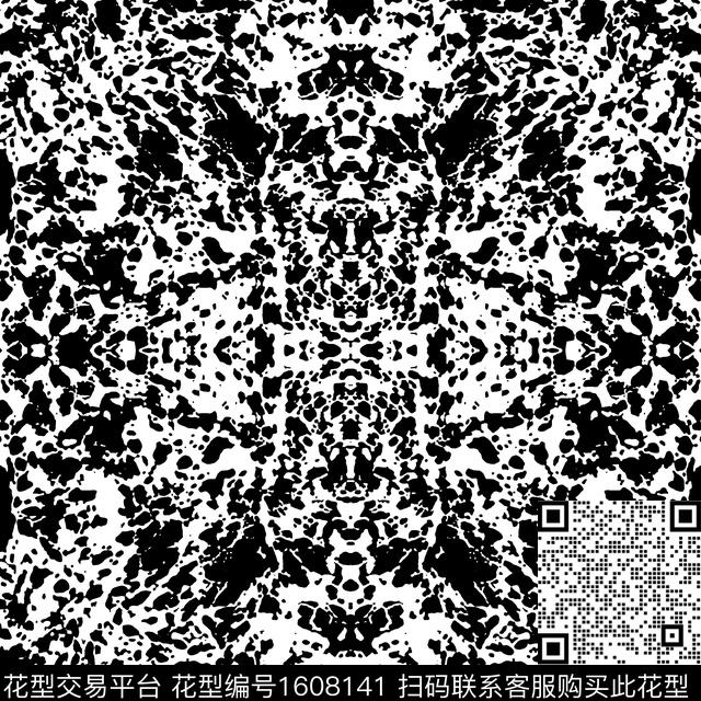 黑白抽象对称传统印花华亿平台下载（图片编号: 1608141） - 瓦栏（Walan）