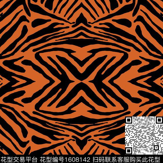 动物纹抽象对称传统印花华亿平台下载（图片编号: 1608142） - 瓦栏（Walan）