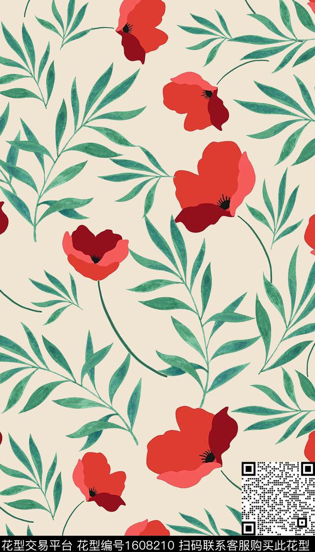 清爽底花卉春夏华亿平台花卉数码印花华亿平台下载（图片编号: 1608210） - 瓦栏（Walan）