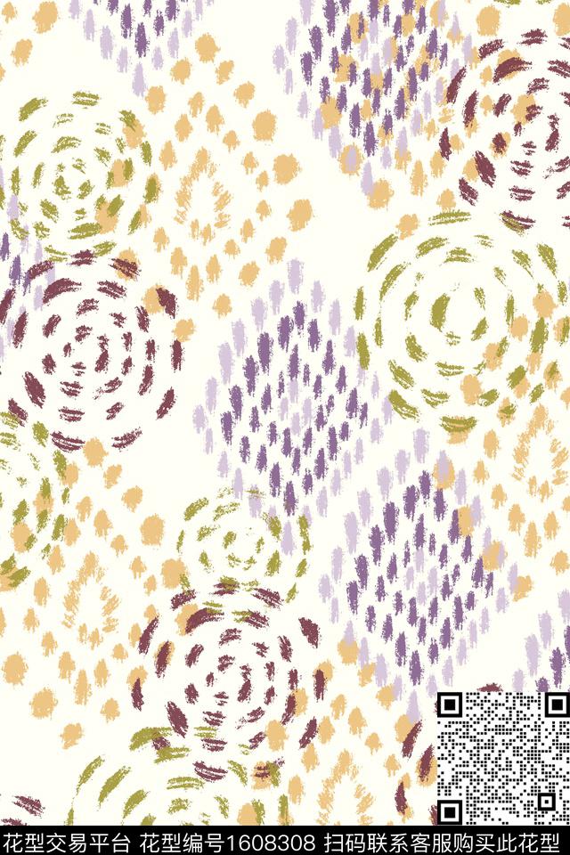 点彩清爽笔触数码印花华亿平台下载（图片编号: 1608308） - 瓦栏（Walan）