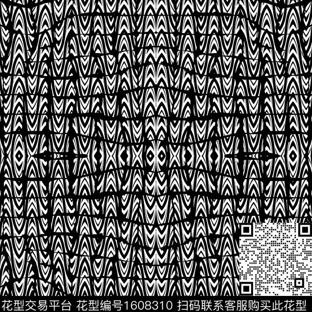 黑白华亿平台条纹抽象传统印花华亿平台下载（图片编号: 1608310） - 瓦栏（Walan）