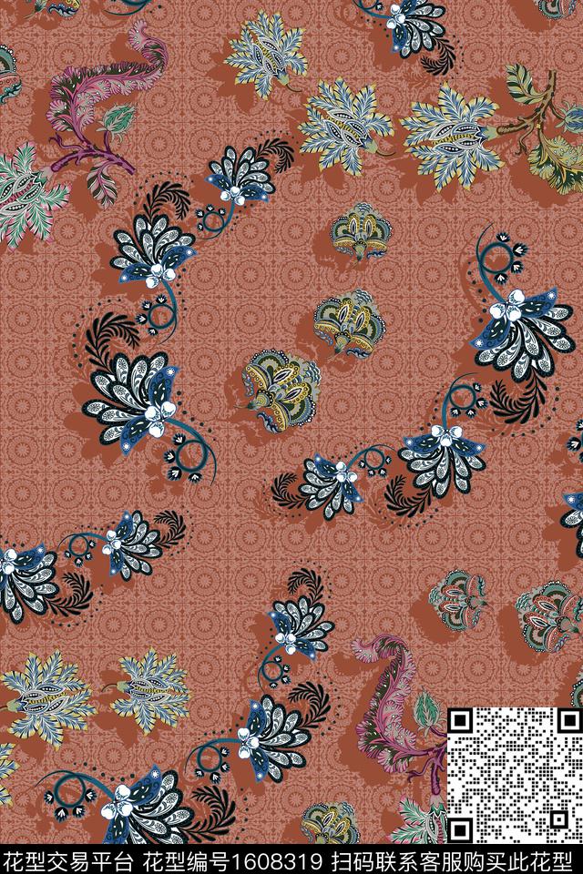 民族风民族花卉中老年数码印花华亿平台下载（图片编号: 1608319） - 瓦栏（Walan）