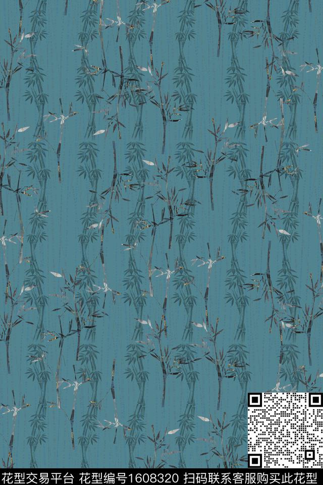 中老年竹子中国风数码印花华亿平台下载（图片编号: 1608320） - 瓦栏（Walan）