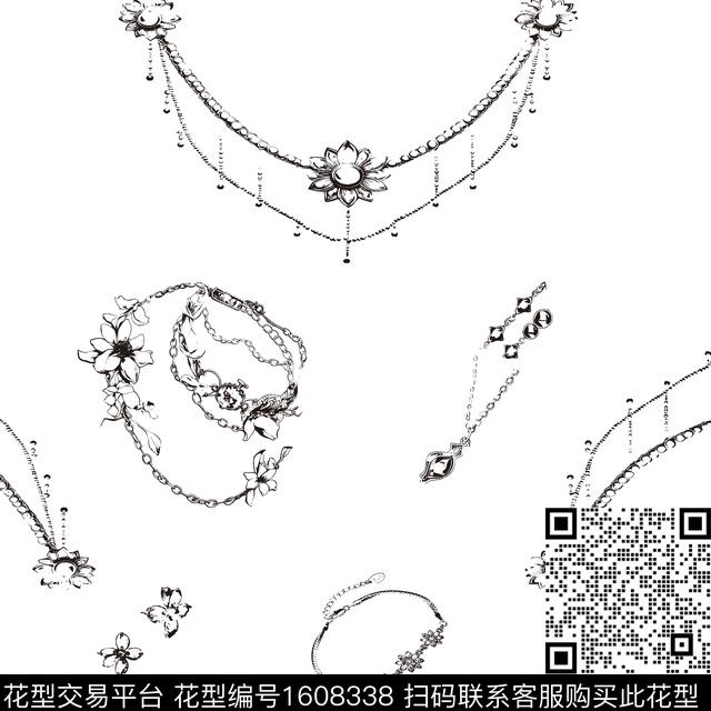项链花卉珠宝宝石数码印花华亿平台下载（图片编号: 1608338） - 瓦栏（Walan）