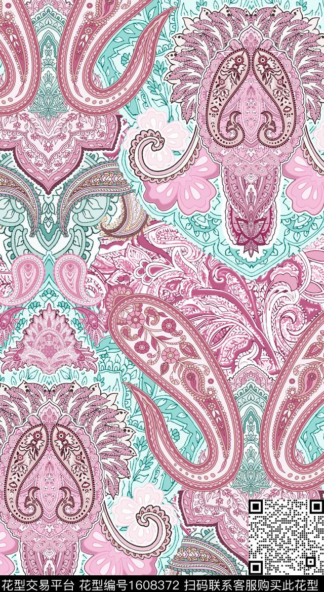 民族风佩斯利数码印花华亿平台下载（图片编号: 1608372） - 瓦栏（Walan）