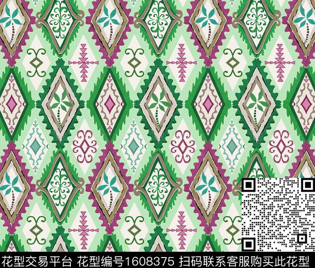 民族风几何数码印花华亿平台下载（图片编号: 1608375） - 瓦栏（Walan）