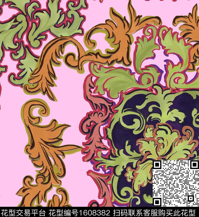 民族风卷草数码印花华亿平台下载（图片编号: 1608382） - 瓦栏（Walan）