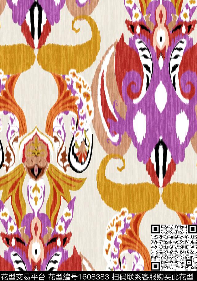 肌理民族风民族花卉数码印花华亿平台下载（图片编号: 1608383） - 瓦栏（Walan）