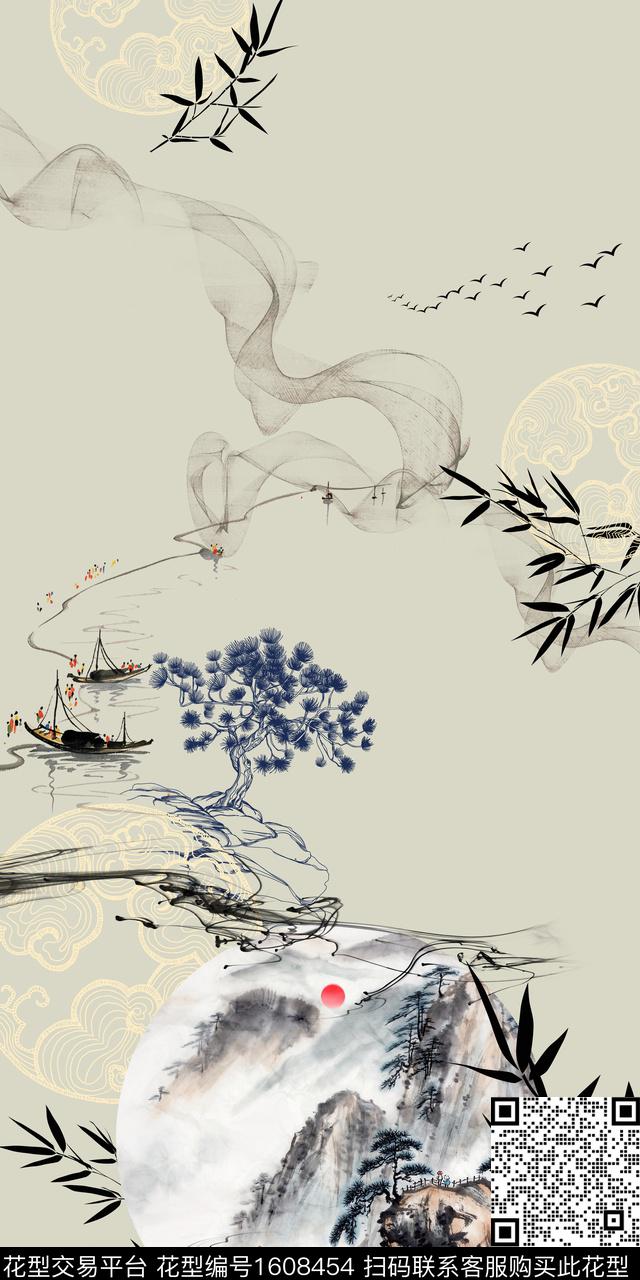 中国风花卉中老年数码印花华亿平台下载（图片编号: 1608454） - 瓦栏（Walan）