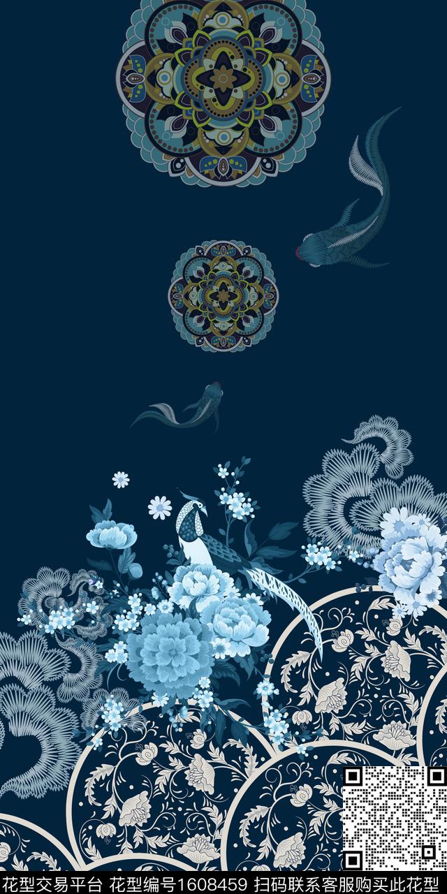 中国风花卉中老年数码印花华亿平台下载（图片编号: 1608459） - 瓦栏（Walan）