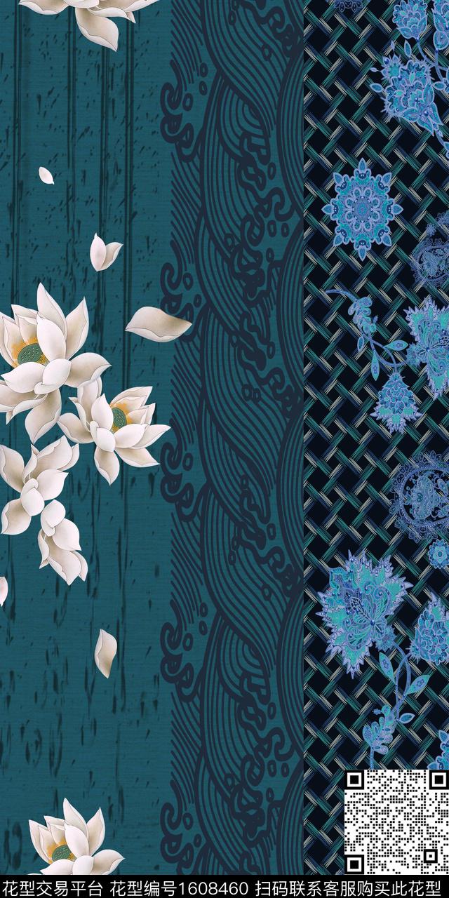 中国风花卉中老年数码印花华亿平台下载（图片编号: 1608460） - 瓦栏（Walan）