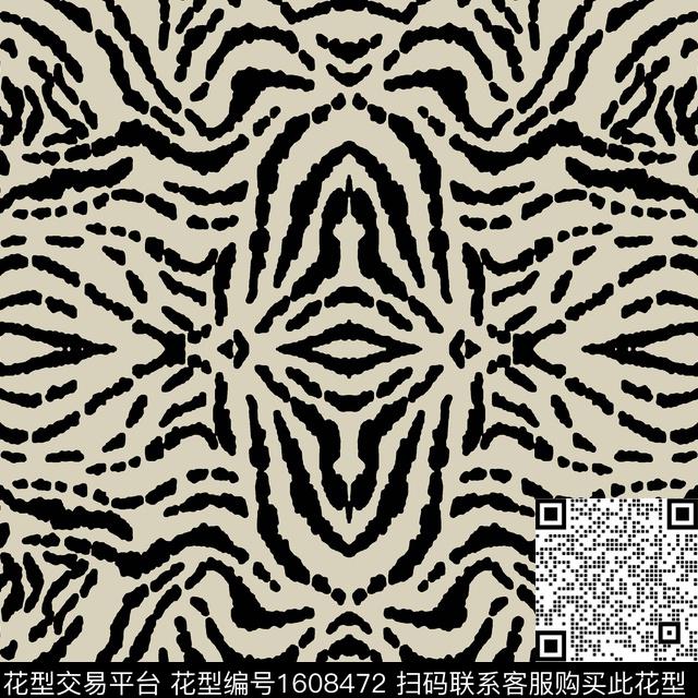 抽象女装对称花传统印花华亿平台下载（图片编号: 1608472） - 瓦栏（Walan）