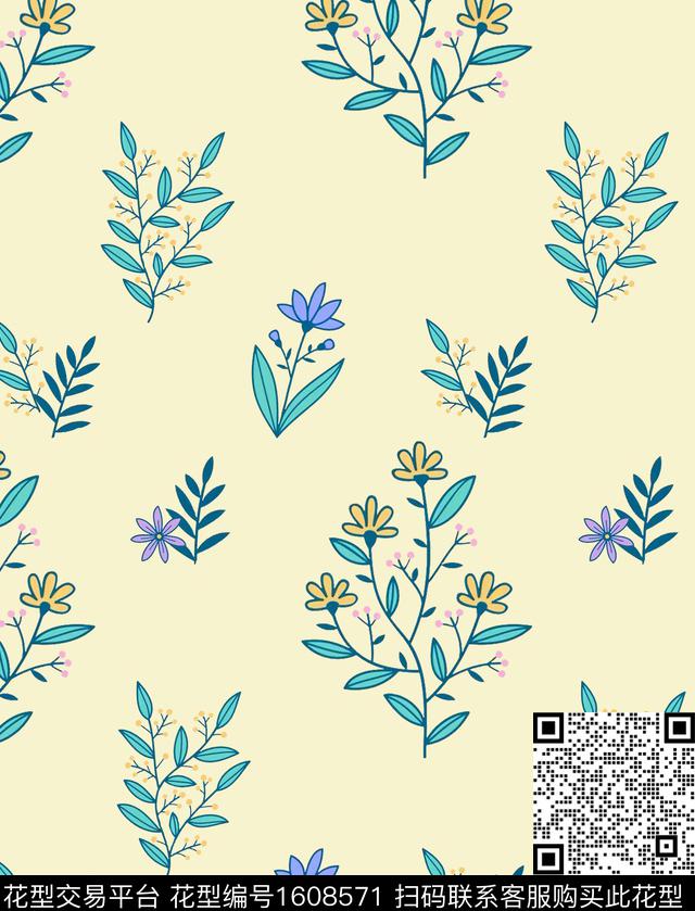 雪纺黑底花卉小碎花传统印花华亿平台下载（图片编号: 1608571） - 瓦栏（Walan）