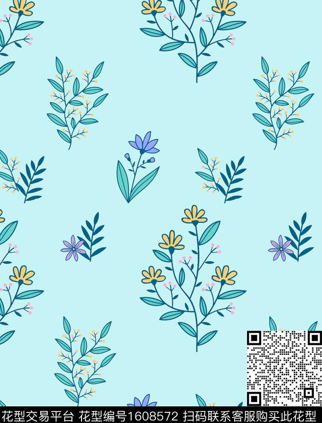 雪纺黑底花卉小碎花传统印花华亿平台下载（图片编号: 1608572） - 瓦栏（Walan）