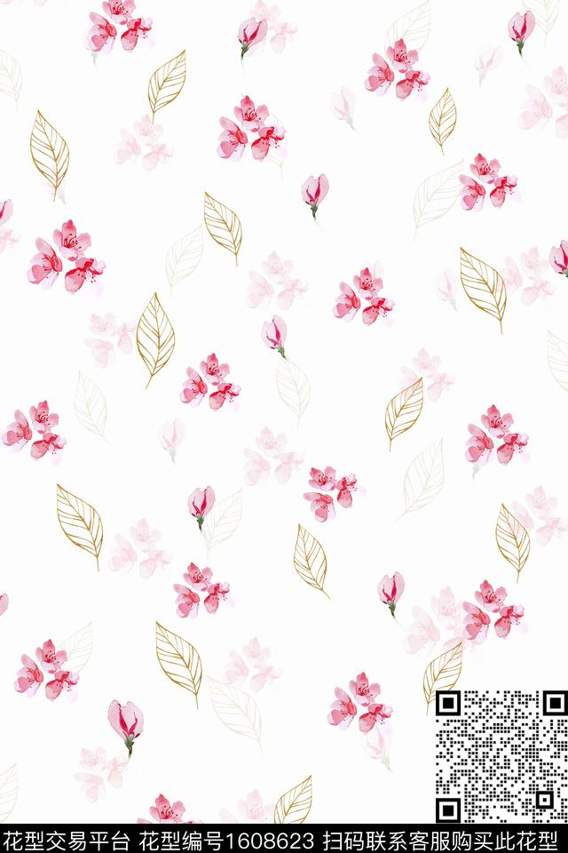 影花满版散花花卉数码印花华亿平台下载（图片编号: 1608623） - 瓦栏（Walan）