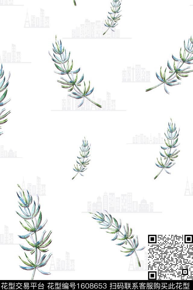 建筑休闲绿植树叶数码印花华亿平台下载（图片编号: 1608653） - 瓦栏（Walan）