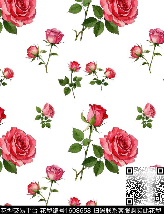 雪纺玫瑰花小碎花传统印花华亿平台下载（图片编号: 1608658） - 瓦栏（Walan）