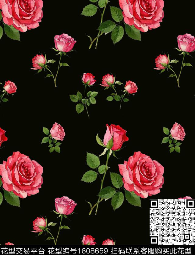 雪纺玫瑰花小碎花传统印花华亿平台下载（图片编号: 1608659） - 瓦栏（Walan）