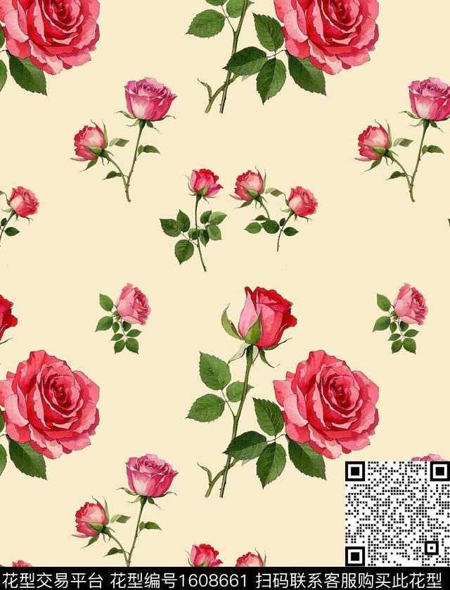 雪纺玫瑰花小碎花传统印花华亿平台下载（图片编号: 1608661） - 瓦栏（Walan）