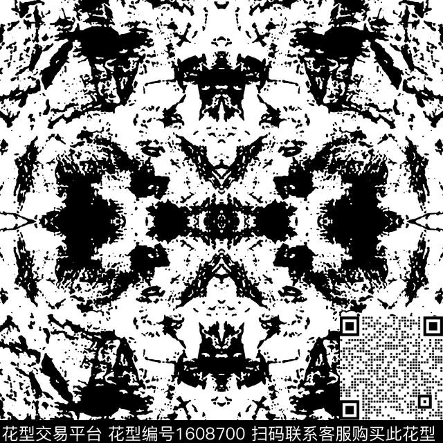 对称黑白抽象传统印花华亿平台下载（图片编号: 1608700） - 瓦栏（Walan）